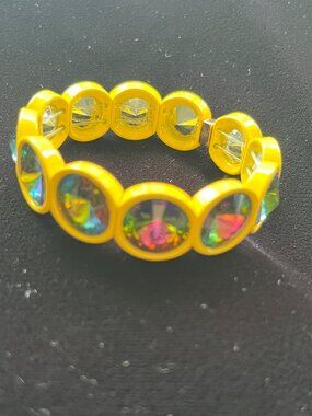 Plunder Crystal Gem Stretch bracelet in Yellow